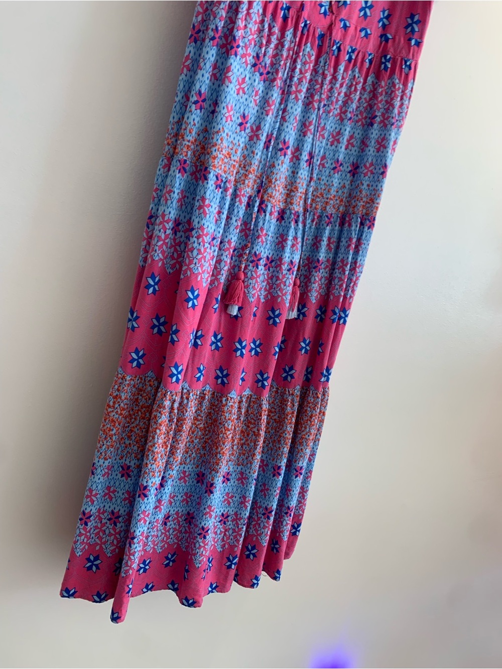 easel Pink and Blue Boho Maxi Dress - Picture 3 of 7